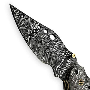 Damascus Steel Folding Knife Handmade Outdoor Pocket <b>Tool</b> Durable Folding Design <b>Camping</b> Hiking Fishing Travel Utility Knife - Product Image 4