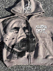 Sweat à capuche d'hiver personnalisé en coton épais 100% coton, style streetwear vintage, imprimé DTG, en molleton bouclette, délavé à l'acide et effet vieilli - Product Image 6