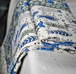 ผ้าห่มพิมพ์ลายปลา ทำมือ 100% ผ้าฝ้าย เป็นมิตรกับสิ่งแวดล้อม ทันสมัย ใช้ได้ทุกฤดู สำหรับโซฟาและห้องนั่งเล่น ตกแต่งบ้าน - Product Image 2