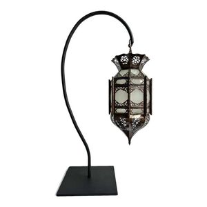 Decorative Black Metal Lantern With Tall Floor <b>Stand</b> For Living Room <b>Corner</b> Lighting And Modern Home Decor - Product Image 5