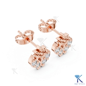 Lab Grown Diamond Floral Leaf <b>Stud</b> Earrings 14K/18K Solid Gold 5 Stone Cluster Classic Women's Jewelry Anniversary Gift - Product Image 6