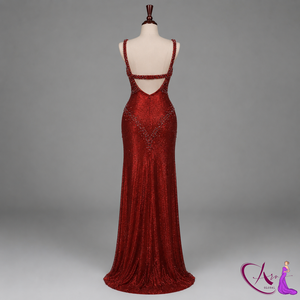 Luxury <b>Red</b> Glitter Mermaid Gown | Sweetheart Neck Designer Evening Dress | Crystal Embellished Party Wear for Women Wedding - Product Image 1