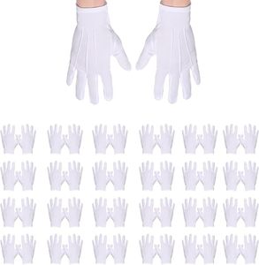 25 Pairs <b>White</b> Gloves for Men,Formal Marching Band & Pallbearer Usher Gloves, Can be Used for Servers, Funerals and Costume - Product Image 1
