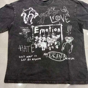 เสื้อยืดคอกลมทรงครอป ผ้าคอตตอนถักคุณภาพสูง 100% ล้างสีแบบแอซิดวอช พิมพ์ลาย DTG ตามสั่ง ทรงปกติ สไตล์ซันสตรีท - Product Image 5