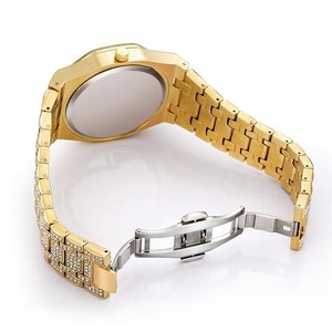 <b>Mens</b> Stainless Steel Analog <b>Watch</b> Full Diamond Plated Iced-Out Bling Timepiece with <b>Quartz</b> Movement 41mm Case Diameter - Product Image 2