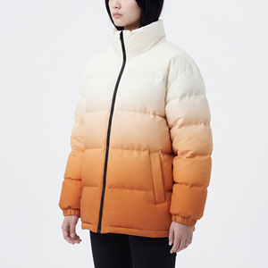 Blouson matelassé dégradé pour femme, col montant, manches longues, vêtement d'extérieur d'hiver, rembourrage en polyester, fermeture éclair - Product Image 6