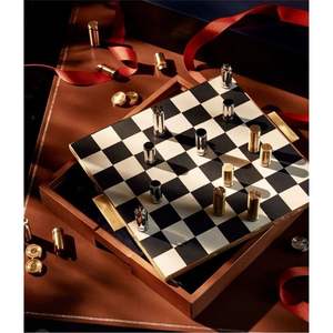Jeu d'échecs industriel en métal massif robuste, édition de luxe en laiton et chrome, jeu de société personnalisé, cadeau d'entreprise et édition de collection - Product Image 1
