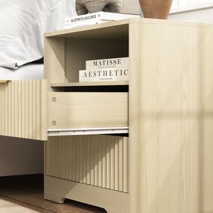 Smart Wood Nightstand with <b>Charging</b> Station and Night Light Bedroom Storage Cabinet <b>Bedside</b> <b>Table</b> - Product Image 5