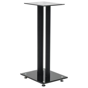 Soportes para Altavoces de Sistema de Cine en Casa de 2 Piezas, de Vidrio Templado Negro, con Diseño de 2 Pilares - Product Image 2
