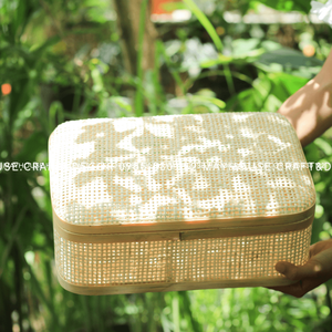 <b>Rectangular</b> Bamboo <b>Storage</b> <b>Basket</b> Woven Bamboo Gift Box Natural Color Home Organizer Vietnam Craft - Product Image 3