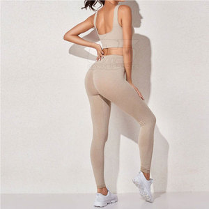 Ropa Deportiva Ecológica de Alta Calidad para Mujer, Trajes de Yoga con Estampado Digital a Cuadros, Transpirables, Cuello Redondo, Cintura Media sin Costuras - Product Image 6
