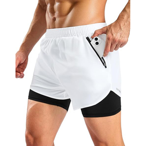Shorts de sport pour homme, tissu léger et fin, séchage rapide, ceinture souple avec cordon, deux poches, pour la course à pied - Product Image 1