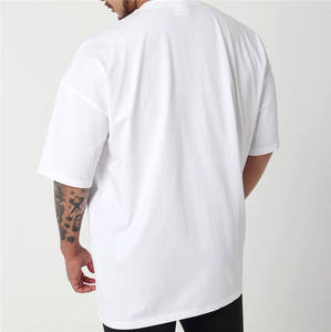 T-shirt en coton blanc de haute qualité, style streetwear, coupe oversize à épaules tombantes, personnalisable avec logo imprimé, tissu épais, pour homme - Product Image 4