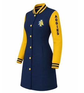 เสื้อแจ็คเก็ต Letterman แบบยาวพร้อมส่งของ HBCU North Carolina A&T NC A&T Collegiate Apparel  แบบ Varsity  พร้อมแขนเสื้อหนังเทียม - Product Image 1