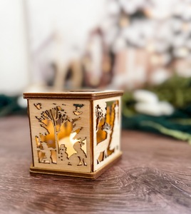 Porte-bougies en bois écologiques, support pour bougies chauffe-plat en bois naturel, fait main, rustique, centre de table, décoration intérieure, Noël, religieux - Product Image 3
