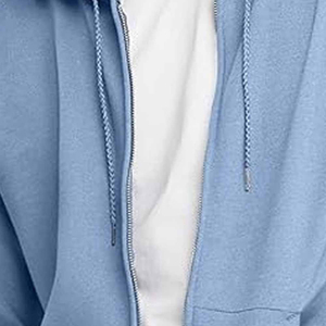 เสื้อฮู้ดซิปผู้ชาย สีน้ำเงิน ผ้าฝ้ายฟลีซ 100% ทรงปกติ สวมใส่สบาย สีพื้น มีกระเป๋า เหมาะสำหรับใส่ในฤดูใบไม้ร่วง - Product Image 6
