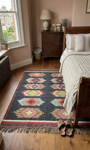 Hallway Entryway Wool Jute <b>Runner</b> <b>Rug</b> Handmade Boho Tribal Geometric Kilim Area Carpet Rustic Home Floor Decor Accent - Product Image 2