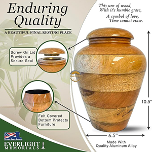 Solid Oak Wooden Urn with Decorative Finish Custom Logo Wooden Cremation Urn Supplier - Product Image 5