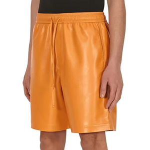 Pantalones Cortos de Hombre Negros y Naranjas con Recubrimiento de PU, Cintura Alta, Cierre de Cremallera Roja, Estilo Gótico, Material de Spandex y Poliéster - Product Image 2