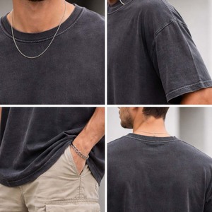 เสื้อยืดผู้ชายผ้าฝ้ายสีพื้นแบบสปอร์ตทรงโอเวอร์ไซส์สไตล์สตรีทแวร์ลำลองสำหรับฤดูร้อน สามารถปรับแต่งสีได้ - Product Image 6