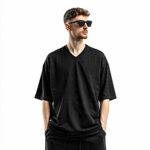 Camisetas de Cuello en V Extra Grandes de Alta Calidad para Hombre, 100% Algodón, Manga Corta, Ligeras, Camiseta de Moda con Cuello en V para Hombre - Product Image 4