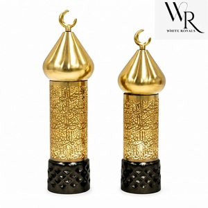 Luxury Gold Metal Minaret Ramadan Decoration Modern Islamic Home Table Centerpiece <b>Eid</b> Mubarak <b>Gift</b> With Crescent Moon - Product Image 6