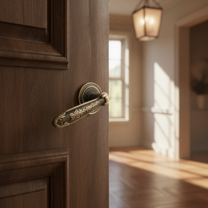 Poignée de porte vintage en laiton foncé Ornatus Tenebris |   Poignée de porte à levier gravée de motifs floraux, robuste, pour l'intérieur - Product Image 4