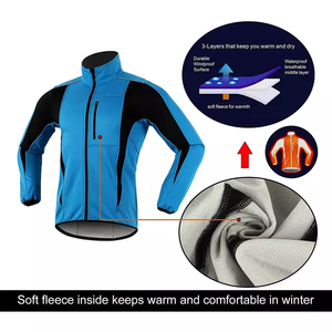 Custom Brand Unisex Blue Windproof <b>Cycling</b> <b>Jacket</b> Full Sleeve Color Blocked 100% Polyester 100g Outdoor Wear - Product Image 3