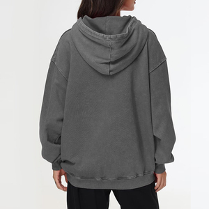 Sweat-shirt à capuche oversize pour femme, 100 % coton tricoté, couleur unie, respirant, manches longues, hiver, décontracté, écologique, vente en gros - Product Image 3
