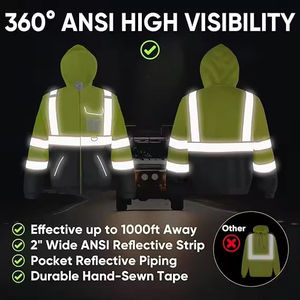 เสื้อฮู้ดสะท้อนแสงแบบเต็มตัว ANSI Class 3 สีเหลืองดำ สำหรับงานอุตสาหกรรม - Product Image 5