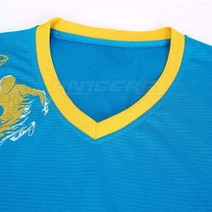 เสื้อบาสเก็ตบอลคุณภาพสูง สีน้ำเงินเหลือง คอวี แขนกุด เสื้อทีม สีตามสั่ง ชุดกีฬาประสิทธิภาพสูง - Product Image 4