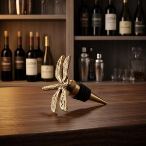 Beads Art Eco-Friendly Ceramic Metal Dragonfly <b>Bottle</b> <b>Stopper</b> with Ribbed Seal Wine Sealing Accessory - Product Image 3