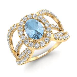 Anillos de Compromiso REYES con Aguamarina de 0.75 Quilates para Mujer, Oro Amarillo Sólido de 14K, Certificado IGI, Joyería Fina para Bodas - Product Image 2