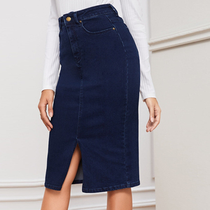Jupe en jean décontractée personnalisée pour femme, dernière collection, avec fente avant - Product Image 2