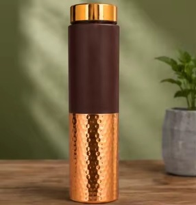 <b>Copper</b> Water Bottle Hexagon Pattern Vintage Design Portable Hammered <b>Copper</b> Water Bottle with <b>Screw</b> Cap Minimalist Design - Product Image 5