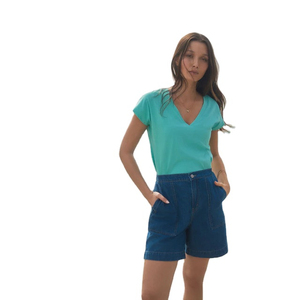 Unisex <b>Navy</b> Blue Crew Neck <b>Fleece</b> T-Shirt Short Sleeve Regular Fit Casual Solid 100% Cotton Breathable Eco-Friendly Anti-UV - Product Image 1