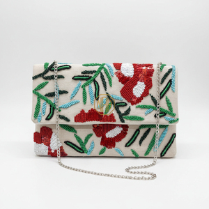 Bolso de Mano de Lujo Hecho a Mano con Cuentas para Mujer, Correa de Cadena Metálica, Cartera de Noche de Diseñador, Forro de Satén, Proveedor al por Mayor, OEM Disponible - Product Image 4