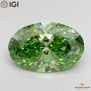 เพชร CVD ที่ปลูกในห้องปฏิบัติการ รูปทรงวงรี น้ำหนัก 2.00 กะรัต สีเขียวแฟนซีสดใส ความสะอาดระดับ VS1 พร้อมใบรับรอง IGI สำหรับจี้แฟนซีสุดพิเศษ - Product Image 1