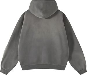 Sweat-shirt à capuche zippé vintage délavé pour homme, 100 % coton épais, style streetwear, personnalisable - Product Image 2