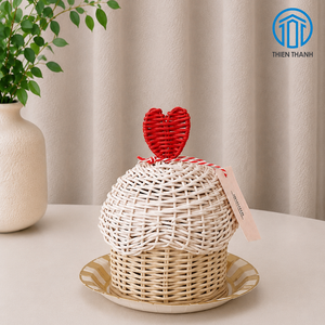 Cesta de mimbre Gergean premium para cupcakes con tapa, caja de regalo hecha a mano, cesta de dulces para Ramadán y Eid - Product Image 1