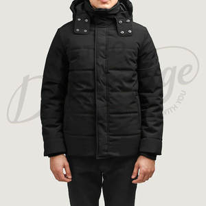 Chaqueta de Invierno Negra para Hombre, Chaqueta Acolchada Resistente con Capucha, Parka Gruesa y Cálida para Exteriores, Abrigo Acolchado Cortavientos - Product Image 1