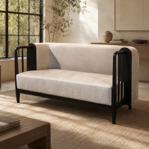 Modern Fabric <b>Sofa</b> 2 Seater With Teak <b>Wood</b> <b>Frame</b> Midcentury Design Living Room Furniture Apartment Use Model BEN21 - Product Image 1