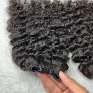 Precio de fábrica, paquetes rizados birmanos, # 1B Color negro, extensiones de cabello humano vietnamita de doble dibujado - Product Image 2