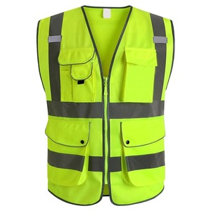 Gilet de sécurité réfléchissant haute visibilité avec poches zippées, personnalisable, en maille polyester, imperméable, logo personnalisable - Product Image 3