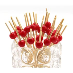 Stuzzicadenti Decorativi in Bambù Rosso Perla da 4,7 Pollici per Antipasti, Ideali per San Valentino, Natale e Feste - Product Image 2