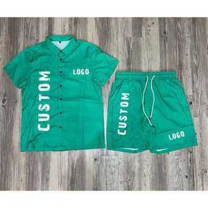 2025 New Custom Print logo Summer 2 Pieces <b>Sets</b> Men Casual Shorts <b>Sets</b> Short Sleeve Button T Shirt Shorts Summer <b>Sets</b> for Men - Product Image 3