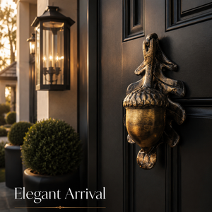 Antique Brass <b>Acorn</b> Oak Leaf Door Knocker <b>Decorative</b> Vintage Front Door Hardware Rustic Luxury Entrance Accent for Homes Villas - Product Image 2