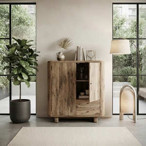 Teak Wood Storage <b>Drawers</b> Natural Solid Wooden Cabinet Luxury Display Chest Traditional Living Room Sideboard Home Furniture Box - Product Image 4