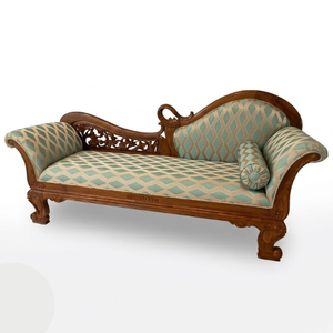 Modern Two Seat <b>Sofa</b> Bed for Villa School & Park Use Made of Solid Teak Wood with Beautiful Carving Soft <b>Foam</b> and Fine Fabric - Product Image 1