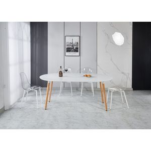 Tavolo da Pranzo Estensibile 100/140/180x100x75cm con Gambe in Legno per Ufficio o Caffetteria - Product Image 6